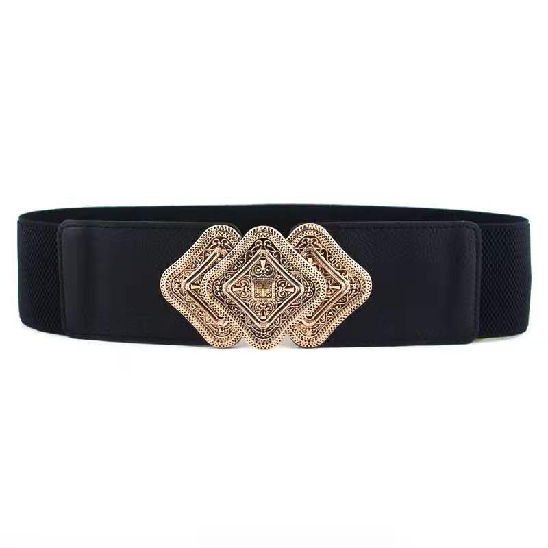 Vintage csatos derékzáras női rugalmas, széles derekú, dekoratív kabát, kabát derékgyári arany körte alakú csepp