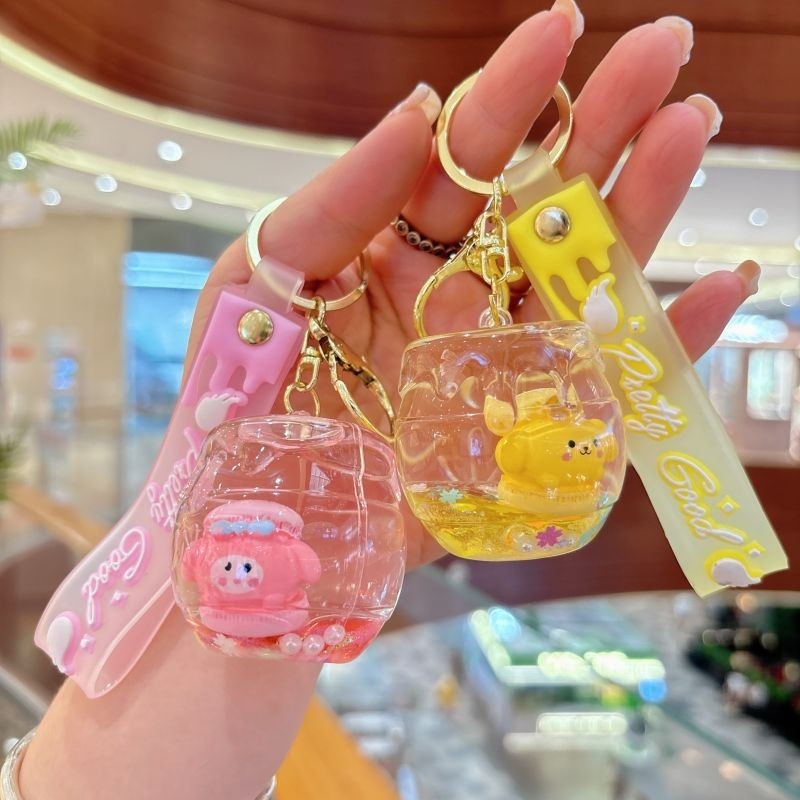 Kreatív akril kis bárányos futóhomok kulcstartó aranyos vak doboz dísz baba táska medál kulcstartó ajándék