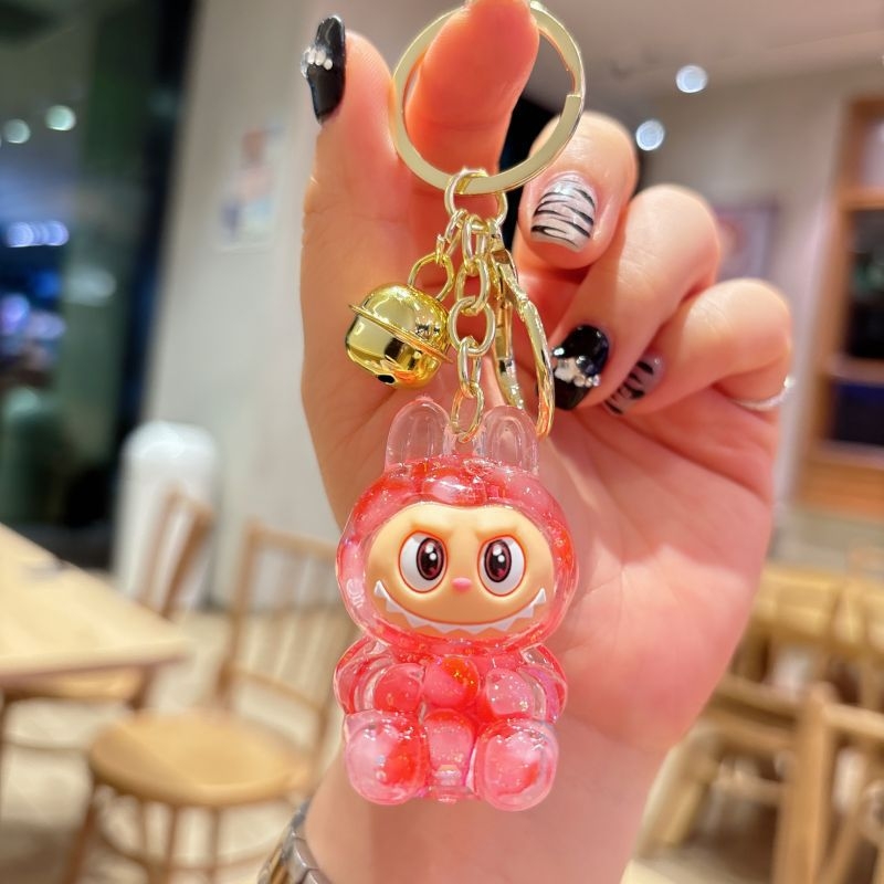 Kreatív akril kis bárányos futóhomok kulcstartó aranyos vak doboz dísz baba táska medál kulcstartó ajándék