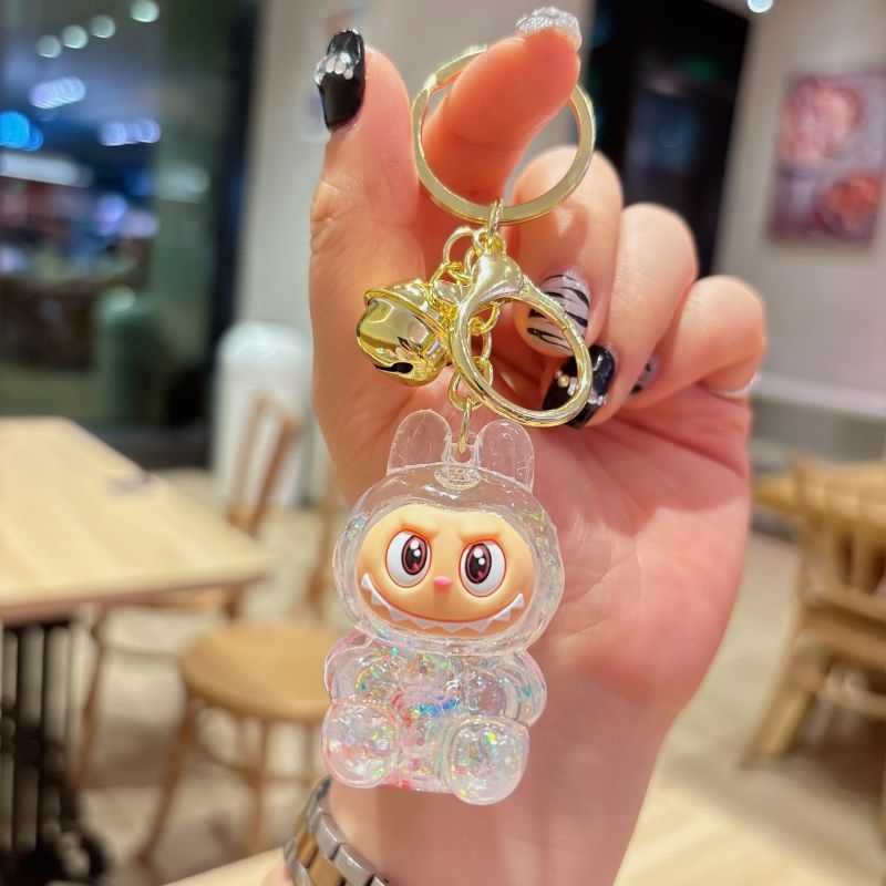 Kreatív akril kis bárányos futóhomok kulcstartó aranyos vak doboz dísz baba táska medál kulcstartó ajándék