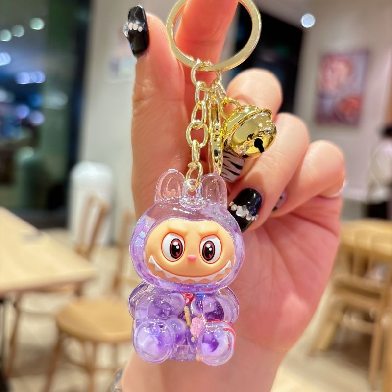 Kreatív akril kis bárányos futóhomok kulcstartó aranyos vak doboz dísz baba táska medál kulcstartó ajándék