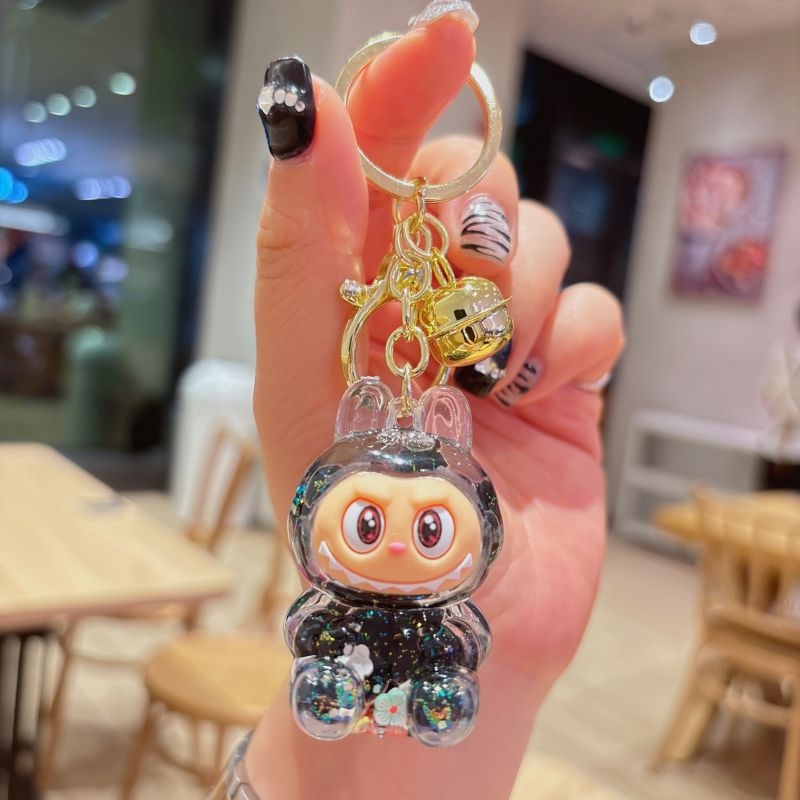 Kreatív akril kis bárányos futóhomok kulcstartó aranyos vak doboz dísz baba táska medál kulcstartó ajándék