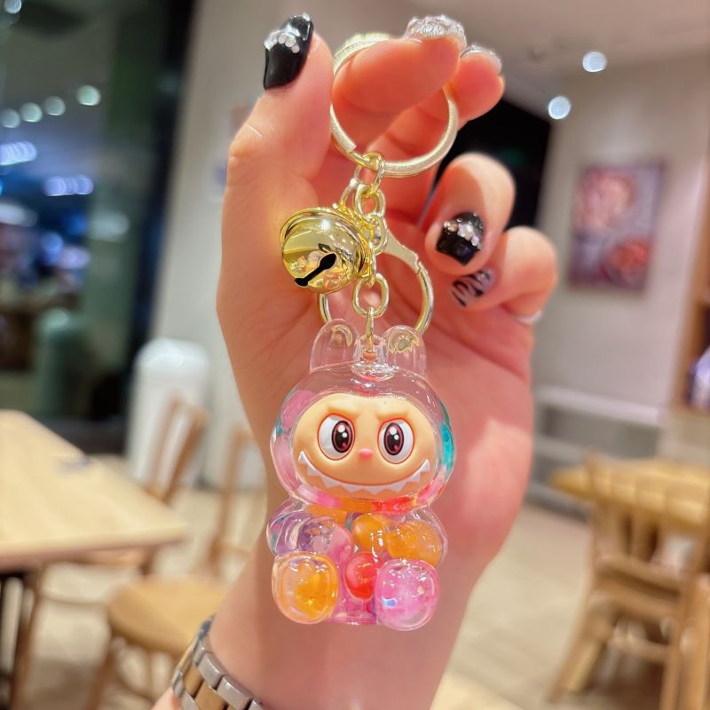 Kreatív akril kis bárányos futóhomok kulcstartó aranyos vak doboz dísz baba táska medál kulcstartó ajándék