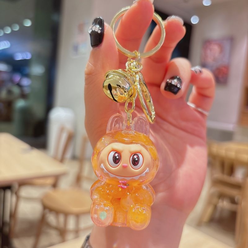 Kreatív akril kis bárányos futóhomok kulcstartó aranyos vak doboz dísz baba táska medál kulcstartó ajándék