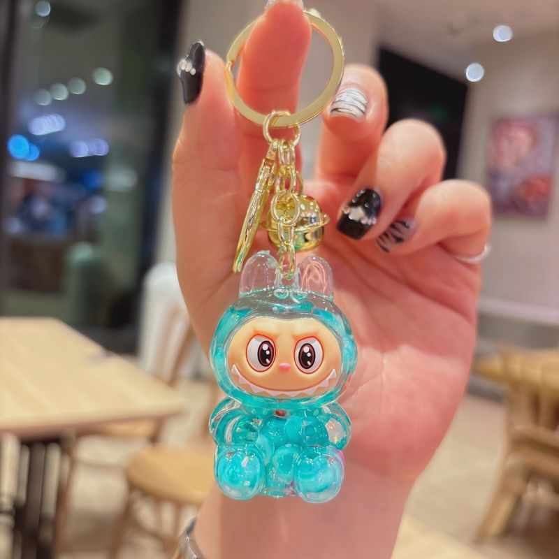 Kreatív akril kis bárányos futóhomok kulcstartó aranyos vak doboz dísz baba táska medál kulcstartó ajándék