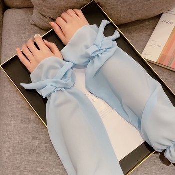 Šifoninės kaspino rankovės, studentų versija, mielos, mielos, važinėjančios dviračiu, atsparios vėjui, vasarinės, vėsios, apsaugančios nuo saulės, rankovės su ledu.