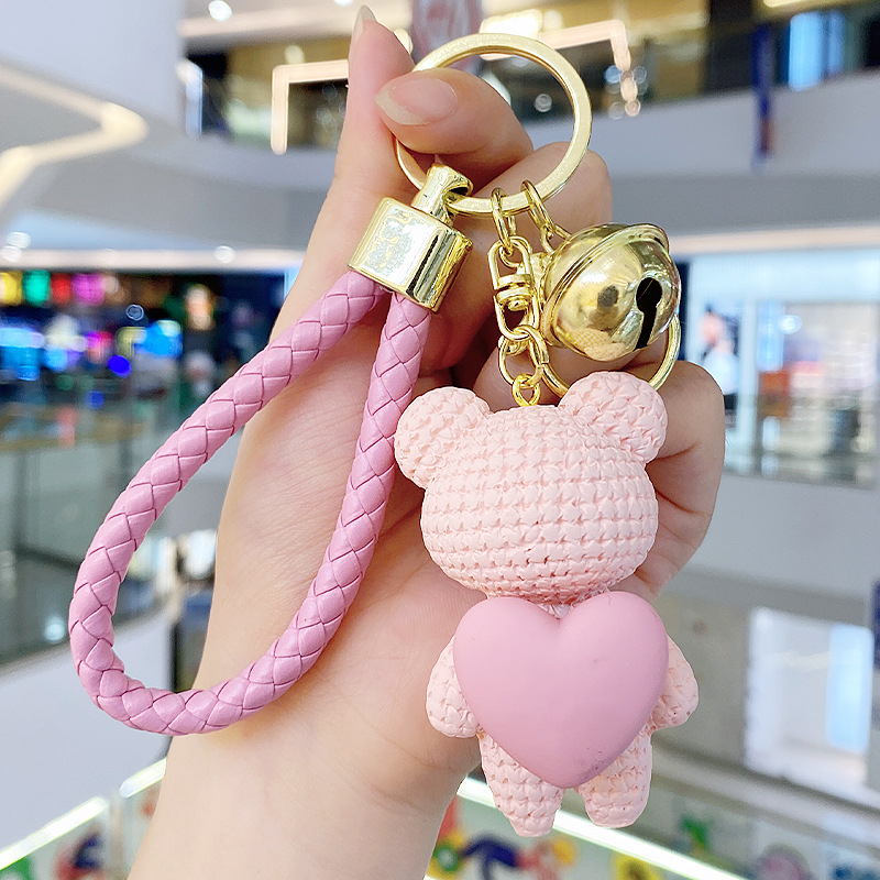 Kreativni ljubavni medvjedić privjesak za ključeve od smole, par lutaka, školska torba, privjesak za ključeve od automobila, mali poklon na veliko