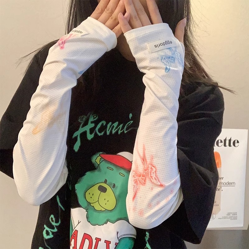 2024 új napvédő hüvelyek női ultraibolya sugárzás elleni karvédelem jég selyem aranyos napellenző pillangó jég hüvely nagykereskedelmi gyár