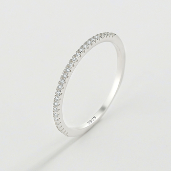 925 Sterling Ezüst Egyszerű Ins Stílusú Egysoros Gyémánt Gyűrű Félgyűrű Ujj Női Európai és Amerikai Divat Kisebb Mikro Gyémánt Farokgyűrű Közös Gyűrű