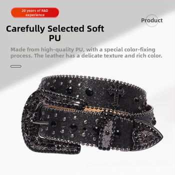 Gyári nagykereskedelmi kereszt ötvözet strassz öv punk stílusú divatos öv személyiség western farmer ruházati kiegészítők