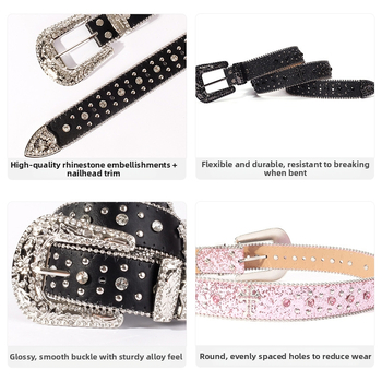 Gyári nagykereskedelmi kereszt ötvözet strassz öv punk stílusú divatos öv személyiség western farmer ruházati kiegészítők