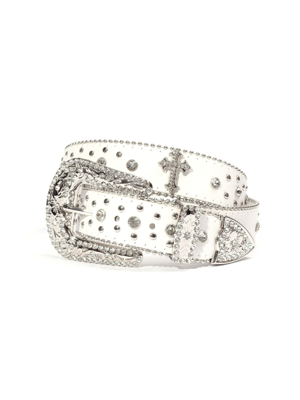 Gyári nagykereskedelmi kereszt ötvözet strassz öv punk stílusú divatos öv személyiség western farmer ruházati kiegészítők
