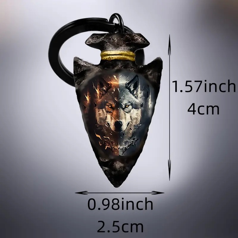 Temu határokon átnyúló új állat kétszínű farkasfej Farkas Totem hiedelem állat, fekete lánc háromszög kulcstartó,