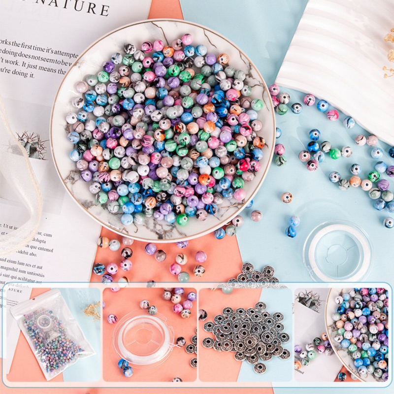 Gyári egyenes haj új kínai stílusú elegáns tintamintás gyöngyök barkács kézzel készített gyöngyös anyagból készült táska nyaklánc házi készítésű kerek gyöngyök