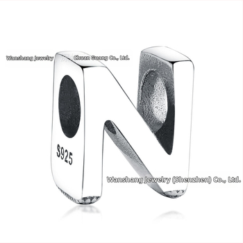 Ασημένιες χάντρες 925 26 γραμμάτων, DIY χάντρες, διακοσμητικές χάντρες, διακριτικό βραχιόλι, κολιέ, γράμματα, αξεσουάρ