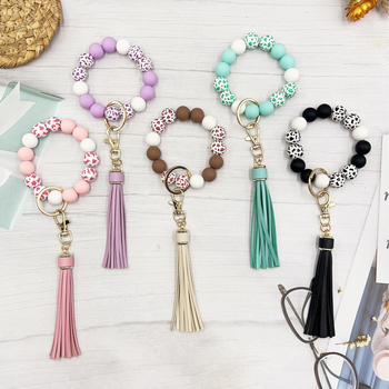 2024 Amazon New Color Leopard Beads Bracelet Γυναικείο μενταγιόν με χάντρες και φούντα