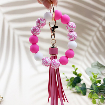 2024 Amazon New Color Leopard Beads Bracelet Γυναικείο μενταγιόν με χάντρες και φούντα