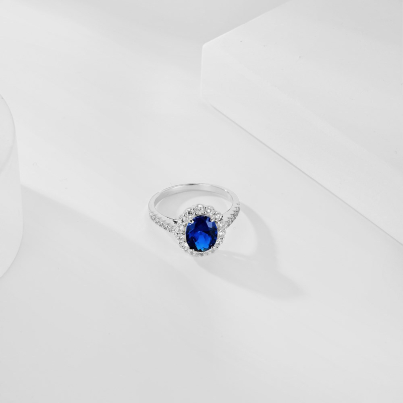 Piiriülene Euroopa ja Ameerika S925 hõbedast sõrmus naistele, safiir-tsirkoonium inkrusteeritud, moodne, ligipääsetav luksuslik suletud sõrmus, otseülekanne