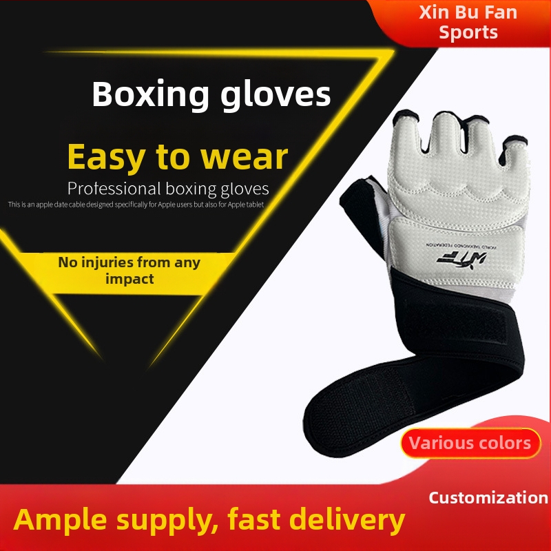 Poksikindad poole sõrmega poksikindad täiskasvanutele Sanda meestele ja naistele võitlus taekwondo käekaitse jalakate taekwondo käekaitse