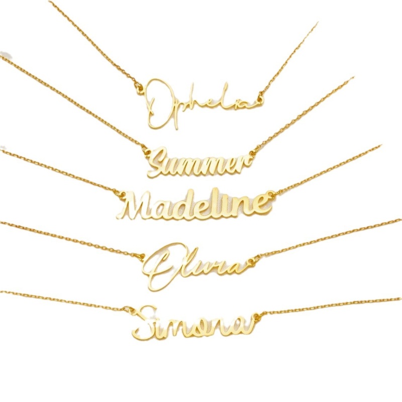 Egyedi névvel ellátott női nyaklánc, személyre szabott kurzív betűs medál rozsdamentes acélból, barkács ékszer, férfi kulcscsont lánc