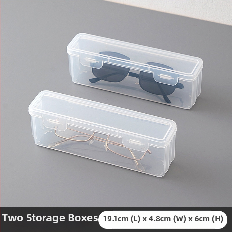 Asztali átlátszó, porálló szemüvegtároló doboz fedéllel, műanyaggal lezárt, multifunkcionális, egymásra rakható, hordozható napszemüvegtároló doboz