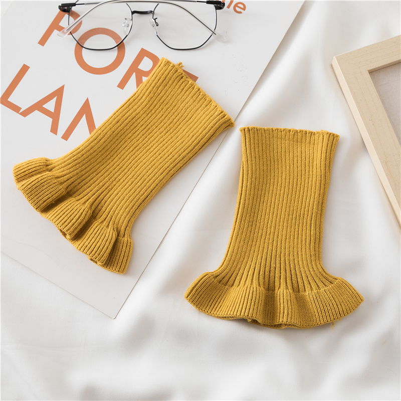 Ms. Mingyi csuklóvédő csuklóízületi hidegálló sportdivatos lélegző csipkés őszi és téli meleg kötött kasmír csuklótartó