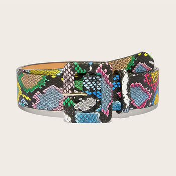 Külkereskedelmi divat népszerű öv zöld kígyómintás derékpecsétes ruha díszes öv európai és amerikai divat tűs csatos öv