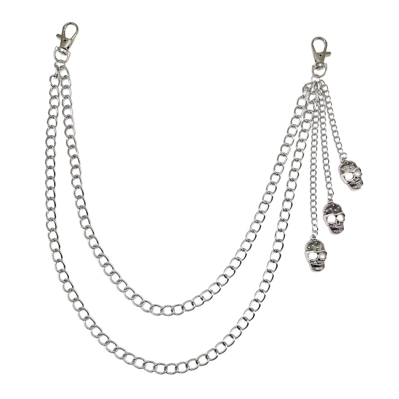 Európai és amerikai határokon átnyúló ékszerek hiphop punk koponya díszes fém deréklánc Női divatos, menő, többrétegű láncos nadráglánc nagykereskedelemben