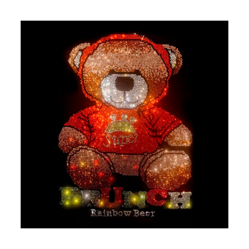 Tarpvalstybiniai vaikų drabužiai, karšto kalnų krištolo rašto perkėlimas, meškiuko logotipas, drabužiai, karštas kalnų krištolas, karšto štampavimo „pasidaryk pats“ kalnų krištolo aksesuarų apdirbimas, didmeninė prekyba