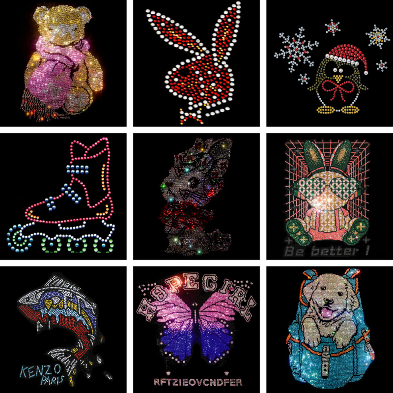 Tarpvalstybiniai vaikų drabužiai, karšto kalnų krištolo rašto perkėlimas, meškiuko logotipas, drabužiai, karštas kalnų krištolas, karšto štampavimo „pasidaryk pats“ kalnų krištolo aksesuarų apdirbimas, didmeninė prekyba