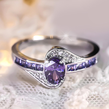 Nebula Kink ένθετο μοβ δαχτυλίδι ζιργκόν χαλκού βραχιόλι ακανόνιστο δαχτυλίδι κοσμήματα ευρωπαϊκό και αμερικανικό κορεατικό στυλ για κορίτσια