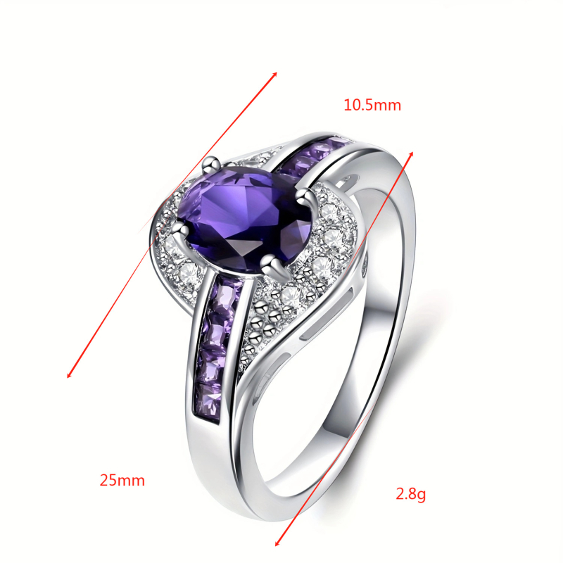 Nebula Kink berakott lila cirkon gyűrű réz karkötő szabálytalan gyűrű ékszerek európai és amerikai koreai stílus lányoknak