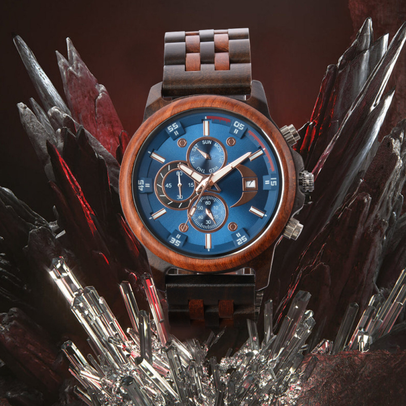 Az Amazon legkelendőbb férfi szantálfa kvarcórája, határokon átnyúló e-kereskedelemmel is elérhető, készleten lévő, háromszemű, multifunkciós, nagyméretű számlapos, faóra