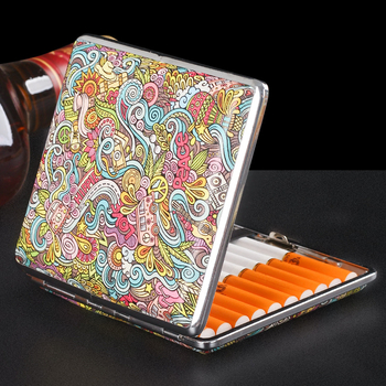 20 τεμάχια χοντρό κουτί τσιγάρων διπλής όψης τυπωμένο δερμάτινο φορητό κουτί τσιγάρων για άνδρες και γυναίκες, ευρωπαϊκό και αμερικανικό εξατομικευμένο σετ καπνίσματος χονδρικής