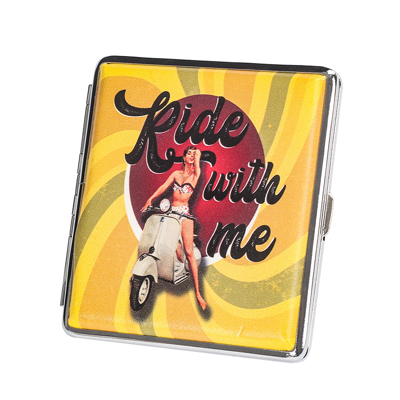 20 db-os vastag cigarettadoboz, kétoldalas nyomtatott bőr férfi és női hordozható cigarettadoboz, európai és amerikai személyre szabott dohányzókészlet, nagykereskedelem