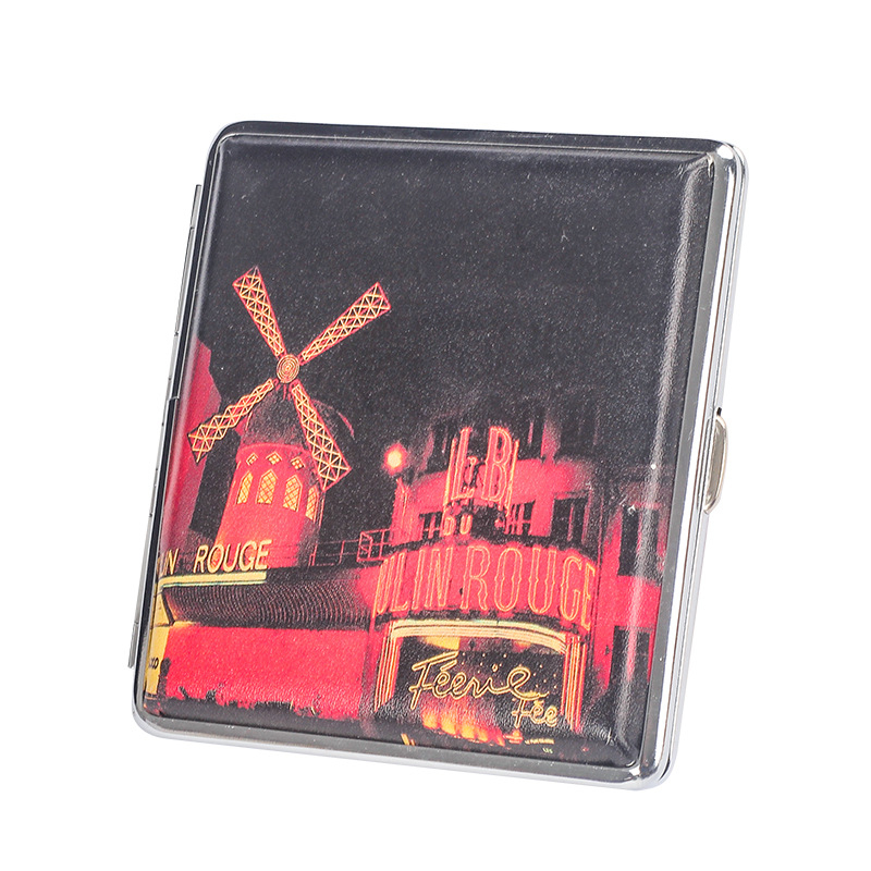 20 db-os vastag cigarettadoboz, kétoldalas nyomtatott bőr férfi és női hordozható cigarettadoboz, európai és amerikai személyre szabott dohányzókészlet, nagykereskedelem