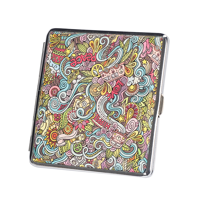 20 db-os vastag cigarettadoboz, kétoldalas nyomtatott bőr férfi és női hordozható cigarettadoboz, európai és amerikai személyre szabott dohányzókészlet, nagykereskedelem