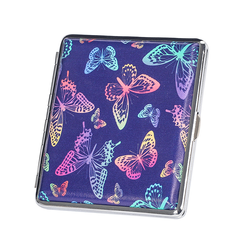 20 db-os vastag cigarettadoboz, kétoldalas nyomtatott bőr férfi és női hordozható cigarettadoboz, európai és amerikai személyre szabott dohányzókészlet, nagykereskedelem