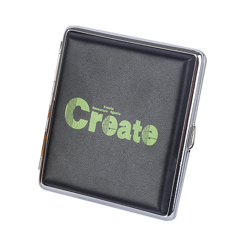 20 db-os vastag cigarettadoboz, kétoldalas nyomtatott bőr férfi és női hordozható cigarettadoboz, európai és amerikai személyre szabott dohányzókészlet, nagykereskedelem