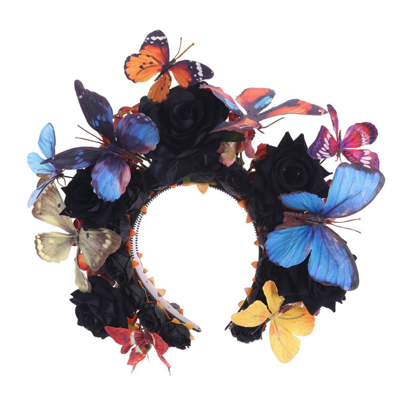 Retro Quanzhou modeliavimas juoda gėlė plaukų juosta tamsus Helovinas vieta kelionių fotografija drabužiai foto aksesuarai