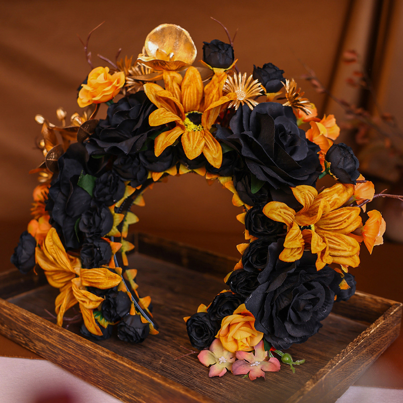 Retro Quanzhou modeliavimas juoda gėlė plaukų juosta tamsus Helovinas vieta kelionių fotografija drabužiai foto aksesuarai