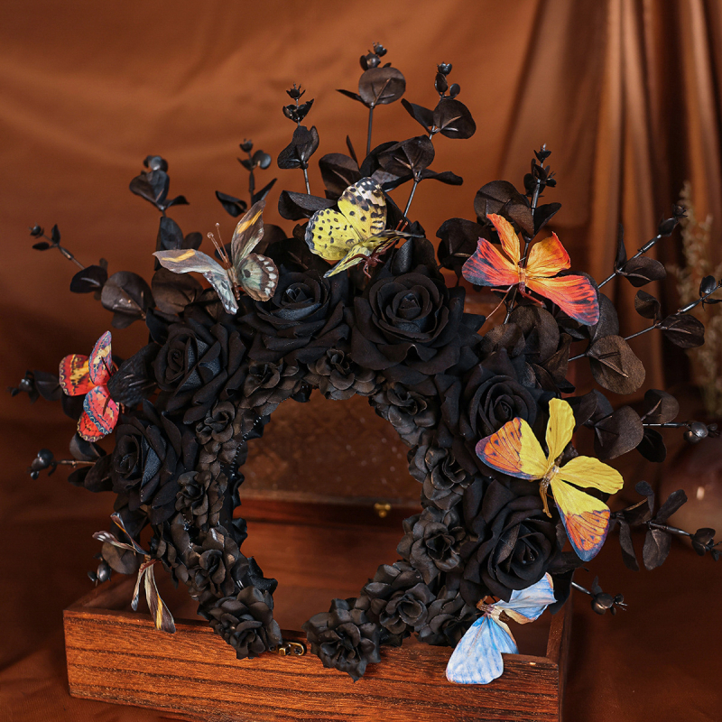 Retro Quanzhou modeliavimas juoda gėlė plaukų juosta tamsus Helovinas vieta kelionių fotografija drabužiai foto aksesuarai