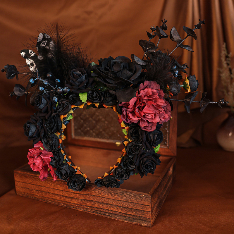 Retro Quanzhou modeliavimas juoda gėlė plaukų juosta tamsus Helovinas vieta kelionių fotografija drabužiai foto aksesuarai