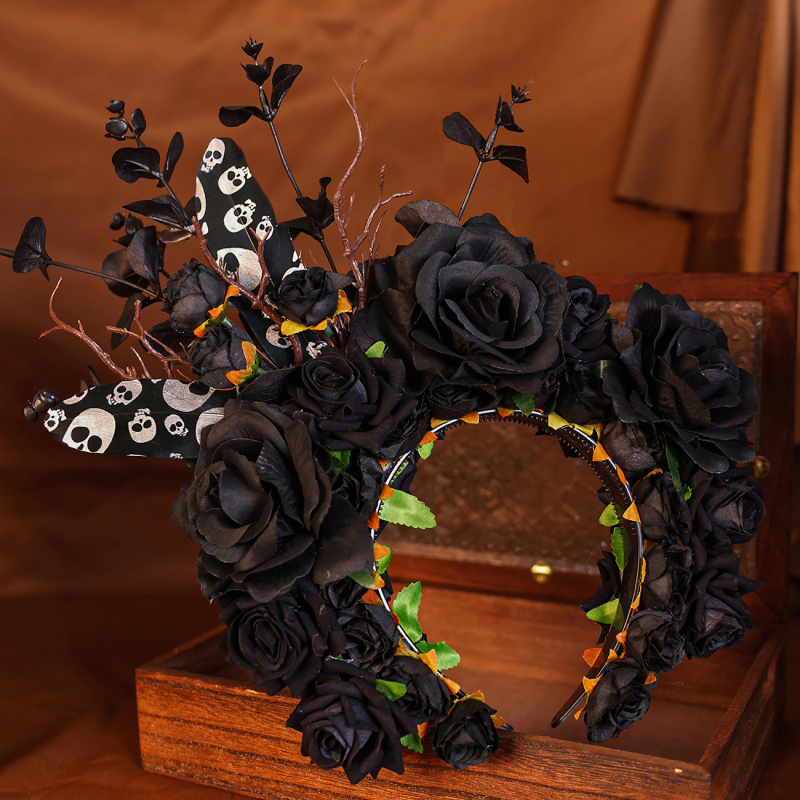 Retro Quanzhou modeliavimas juoda gėlė plaukų juosta tamsus Helovinas vieta kelionių fotografija drabužiai foto aksesuarai