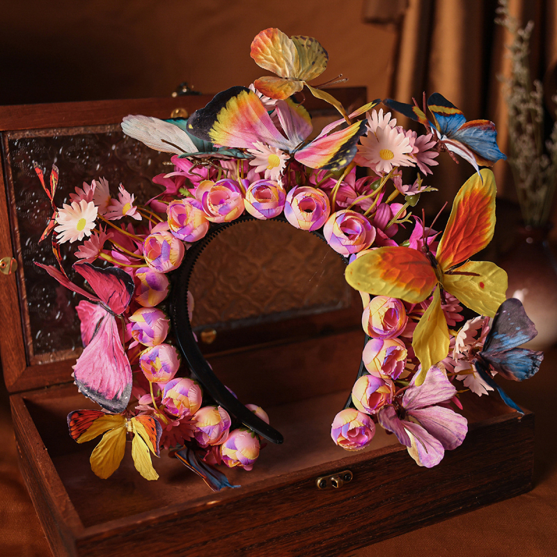 Retro Quanzhou modeliavimas juoda gėlė plaukų juosta tamsus Helovinas vieta kelionių fotografija drabužiai foto aksesuarai