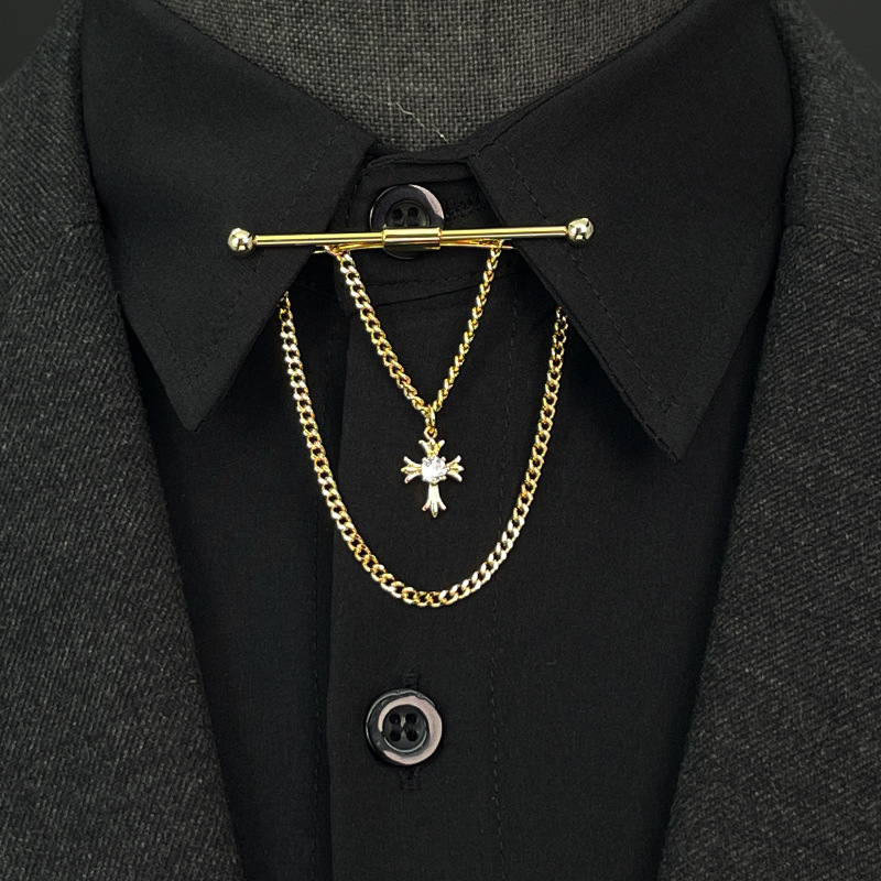 Univerzális inggallér, csatos gallér, csatos bojtos nyakkendő, stift, hosszú gallér, nyakkendő, gallértartó, fém bross