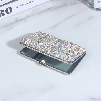 Δερμάτινη θήκη τσιγάρων με διαμάντια, κουτί αποθήκευσης τσιγάρων για άνδρες, 20 τεμάχια, ξεχωριστή αντιανεμική θήκη τσιγάρων