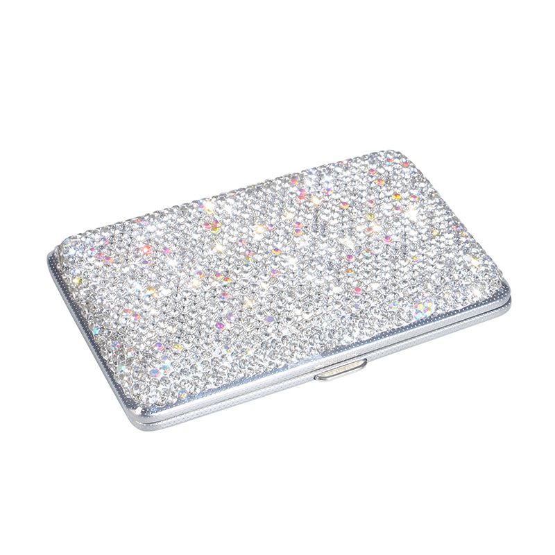 Gyémántokkal kirakott bőr cigarettatartó, 20 db-os férfi cigarettatartó doboz, különálló, szélálló cigarettatartó