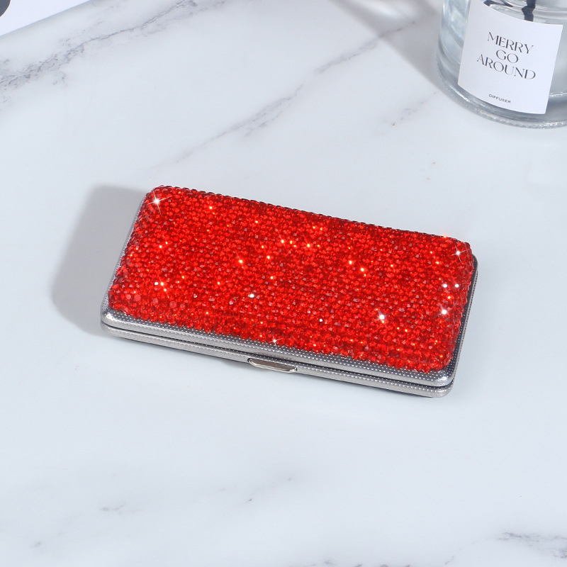 Gyémántokkal kirakott bőr cigarettatartó, 20 db-os férfi cigarettatartó doboz, különálló, szélálló cigarettatartó