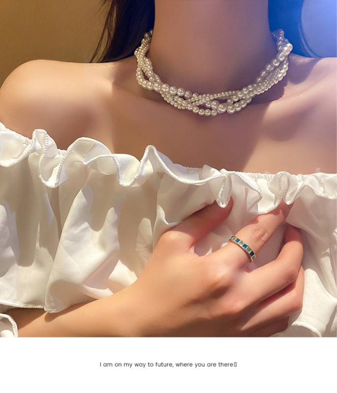 Kiváló minőségű, többrétegű barokk gyöngy nyaklánc kulcscsont lánc retro könnyű luxus niche nyaklánc divatkiegészítők nőknek